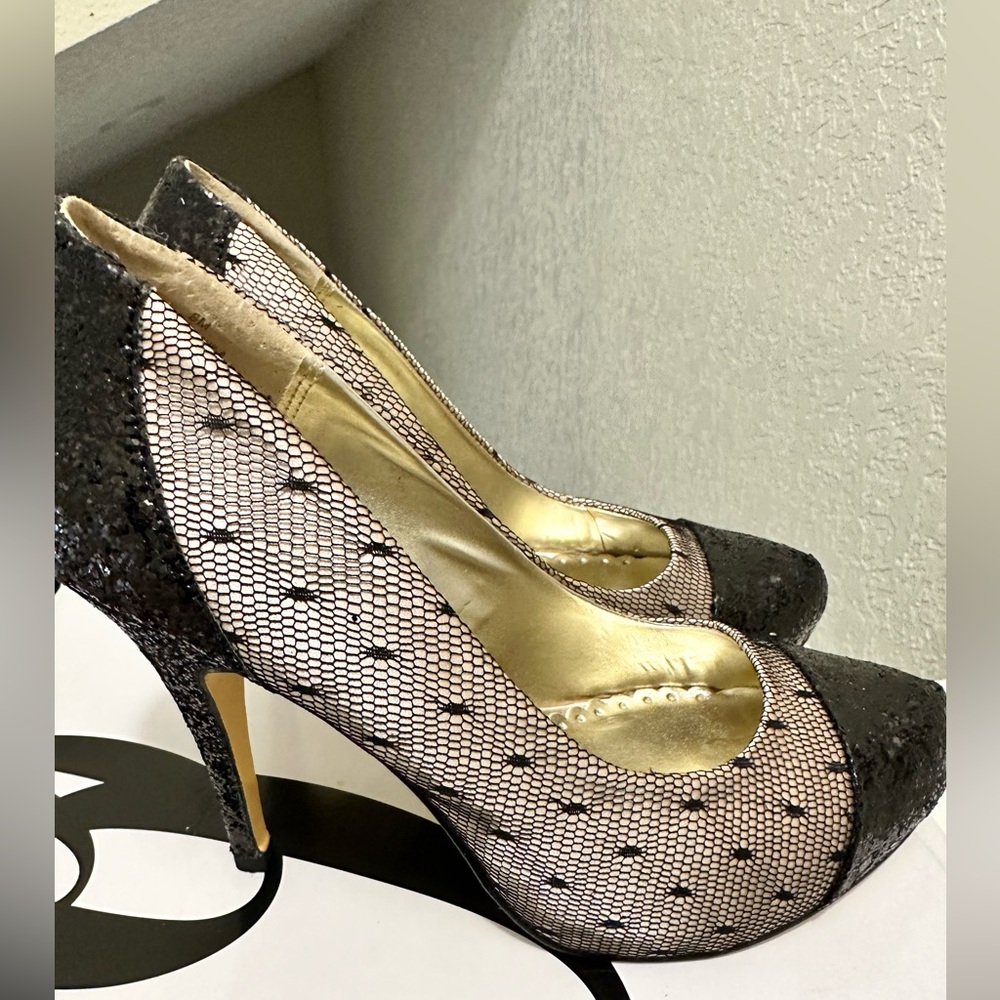 Lulu Townsend elegant black glitter and lace